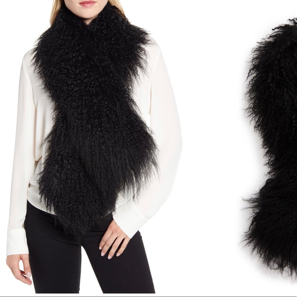 Ugg Mongolian pocket scarf black